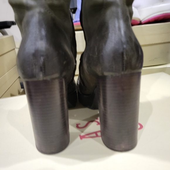 EUC A.S.98 Free People Catalina Tall Green Platform Lace Up Boots 39 - Picture 9 of 10